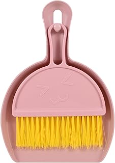 Small Broom and Dustpan Set,mini Compact Portable, for Home, Sofas, Kitchen countertops, Storage Shelves, Office desks, bathrooms, and pet Areas (Pink)