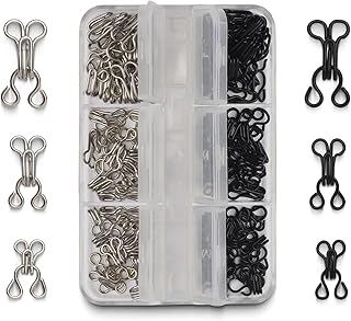 72 Pairs Hook and Eye Sewing Kit &ndash; Black and Silver Bra Hooks Replacement in Multiple Sizes, Ideal for DIY Clothing Repairs, Underwear Alteration, and Home Sewing, with Storage Box