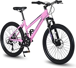 24/26 inch Girls Women Mountain Bike, 21 Speeds Mountain Bicycle with Steel Frame, Dual Disc Brakes and 100mm Front Suspension, MTB Bike for Urban Trail Snow Commuter