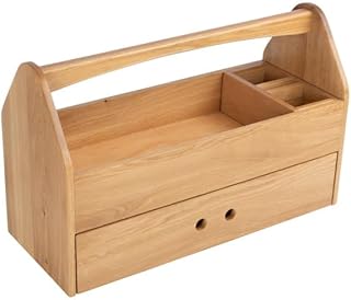 Kings County Tools Wood Tool Box - 22&rdquo; Wooden Caddy Organizer with Handle and Drawer for Crafts or Tool Storage - Art Supply Storage Organizer Toolbox - Wooden Craft Tool Box