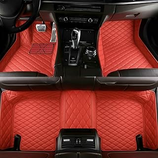 Custom Personalized Floor Mats for Cars?Luxury Full Coverage All Car Floor Mats?Anti-Slip Leather Car Mat Set ?Custom Floor Mats for 99% of Cars, Trucks & SUVs. (red)