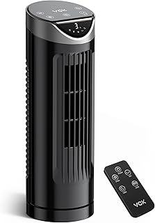Tower Fan for Bedroom, 26 dB Quiet Bladeless Fan with Remote, LED Display, 9 Speeds, 1-8H Timer, Personal Desk Fan 90&deg; Oscillating Fans for Indoors, 13 Inch Portable Table Fan for Room, Home, Office