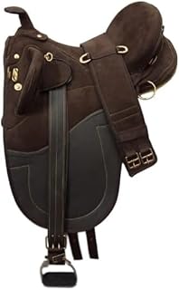 Synthetic Suede Australian English Stock Horse Saddle Collection Horse Rider with Horn Equestrian Trail Tack Get Matching Girth & Stirrups Size 10"-18" inches Seat02