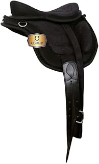 All Purpose Synthetic Treeless English Horse Saddles Tack Get Matching Girth & Straps and Stirrups I Black I Size - Seat Size 10"-18"