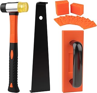 43-Piece Laminate Flooring Tools with Sturdy Double-Ended Hammer, Steel Return Hooks, Snug-Fitting Two-Handed Knocking Block with Handle and Shims, Flooring Tools Perfect for Home and Professional Use