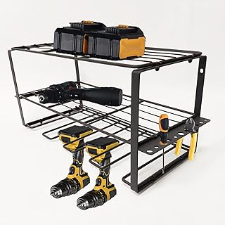 Tool Organizer, Power Tool Organizer Wall Mount with 3 Layers Tool Storage Rack for Drill Holders (Medium)