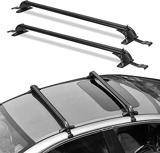 Universal Car Roof Rack, Heavy-Duty Aluminum Adjustable Roof Rack Cross Bars for Kayak, Bike, Luggage, Roof Rails with Theft Lock for Car, 42.91in-44.88in, 165lbs Load Capacity