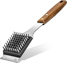 Grill Brush for Outdoor Grill Stainless Steel Head Barbecue Tool Grill Cleaner Wire Grill Brush and Scraper Durable BBQ Grill Brush Perfect BBQ Gift for Men Dad Husband