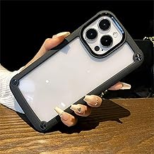 Thickened Frame Armor Bumper Transparent Phone Case for iPhone 15 16 14 12 13 11 Pro Max Plus Xs Xr X Hard Shockproof Back Cover(for iPhone 16 ProMax/Black)