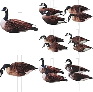 Goose Silhouette Decoys with Metal Stakes Goose Motion Decoys Set Outdoor Hunting Silhouette Stackable Realistic Vivid Easy to Carry for Field Pond
