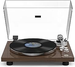 Turntable Record Player Wireless Output Vinyl Players Aluminium Platter Carbon Fiber Tonearm Belt-Drive LP 33 45 RPM Phono Audio AT-3600L MM Cartridge RCA Line Anti-Skate Pitch Control Dark Brown