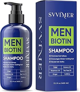 Svvimer Hair Growth Shampoo for Men - Biotin Thickening Shampoo with Rosemary Tea Tree Oil Caffeine for Hair Loss and Thinning - 13.5 Fl Oz (Pack of 1)