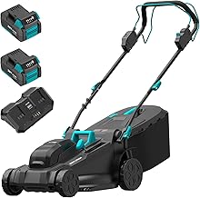 2x20V 18 inch Self-Propelled Lawn Mower Cordless, Brushless Push Lawn Mower with 6-Position Cutting Height Adjustment, 2x4.0Ah Battery & Dual Charger Included