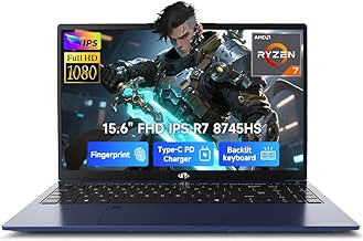 NIMO 15.6" IPS FHD-Gaming-Laptop, AMD Ryzen 7 8745HS 16GB DDR5 RAM 1TB SSD (8C/16T, up to 4.9GHz) Radeon 780M Graphics Business Computer with 100W Type-C Backlit Keyboard, Fingerprint USB-C 4.0