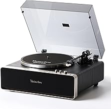 Vinyl Record Player with Speakers, High Fidelity Belt Drive Turntables for Vinyl Records, Magnetic Cartridge AT-3600L, Belt Drive 2-Speed, Auto Stop & Warm Light Design (Black)