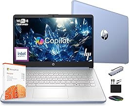 HP 14 Laptop Computer 2025 Ultra Light, AI Copilot Student Business, Quad-Core Intel, 16GB RAM, 628GB Storage (128GB UFS+ 500GB Ext), 1 Yr Office 365, 12 Hr Battery MarxsolAccessory Win 11S, Sky Blue