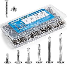 200PCS Sheet Metal Self-Drilling Screws Assortment Kit - #8 Truss Head Stainless Steel Self-Tapping Screws, 6 Sizes (1/2" to 1-1/2") for Sheet Metal, Auto & Roofing