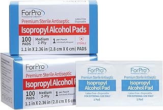 ForPro Premium Sterile Alcohol Prep Pads, 70% Isopropyl, 200 Medium 2-Ply Antiseptic Wipes, Individually-Wrapped, 100-Count (Pack of 2)