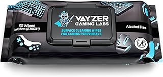 Gaming Peripheral Wipes, Keyboard Cleaner & Electronic Wipes, Safe for Controllers, Keyboards, Laptops, PCs & Mice &ndash; Alcohol-Free, Unscented, Paraben-Free, Cleaning Wipes - 50 Pack