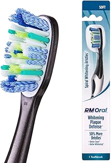 RM Oral Whitening Plaque Defense Soft Toothbrush, Spiral Bristles for Superb Whitening,Power Tips for Removing Plaque, Tongue & Cheek Cleaner Fights Bad Breath, 1 Count