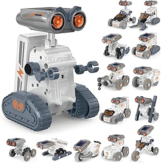 14-in-1 Education Solar Power Robot, Erector Kit STEM Gift Toys for Boys Age 8-12, DIY Educational Science Building Toy, Solar or Battery Powered Robotic Set for Children Birthday with 191Pcs