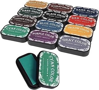 Large Finger Ink Pads for Kids Washable Craft Ink Stamp Pads,Retro12 Color DIY Clear Embossing Ink Pad for Baby Footprint Handprint,Rubber Stamps, Paper, Scrapbooking,Best Gift for Kids and Adult