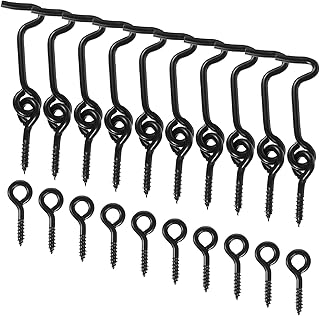 10 Pcs Black Eye Latch Hook Latch with Mounting Screws 2 Inch Cabin Hook and Eye Latch for Door (Black)