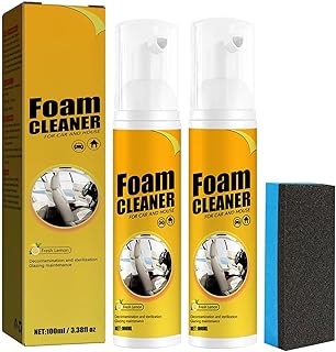 2 Pack Foam Cleaner for Car,Multifunctional Lemon-scented Magic Foaming Cleaners,Car Interior Foam Cleaner