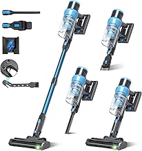 Cordless Vacuum Cleaner, 35kPa 60Mins Vacuum Cleaners For Home, Powerful Stick Vacuum With Green Lights, Anti-Tangle & Wall Mount Charging, 8 in 1 Lightweight Vacuum For Pet Hair, Carpet, Hard Floors