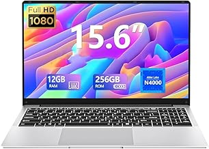 15.6 inch Laptop, 12gb RAM Gaming Laptop with 256GB SSD, Traditional Laptops N4000, Netbook Computers Full HD 1920X1080 Display WiFi5 Mini-HDMI 180 Angle Opening laptops for Student Business