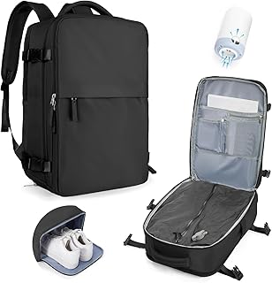 Vacpack Backpack with Vacuum Seal Travel Air Backpacks with Pump Compression Bag Men Carry On Bag Flight Approved Backpack Women Weekender Hiking Work Daypack Black