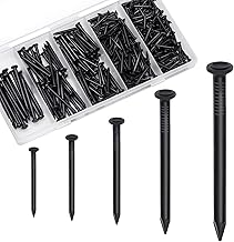 OMOTOOL Brick Steel Nails Assortment Kit (350 pcs), Galvanized Concrete Wall Nail for Hanging Pictures and Woodworking, Cement Nails Suit for Drywall and Pine?5 Size Assortment (Black)