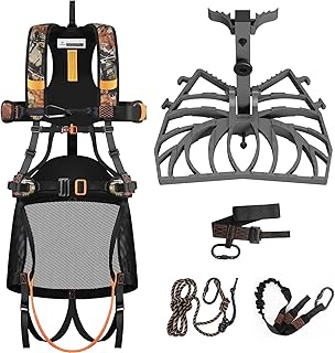 Kalkal Complete Tree Saddle Hunting System, Hunting Saddle Kit with Aluminum Tree Saddle Platform, Tree Saddle Safety Harness, Tree Straps and Safety Rope