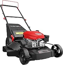 21" Gas Lawn Mower, 3-in-1 Gas Powered Push Mower, 144cc 4-Stroke OHV Engine, 6 Height Adjustment, Efficient Steel Deck, 1.4 Bushel Grass Catcher with Bagging, Mulching & Side Discharge
