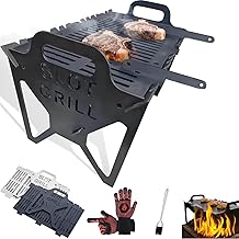 Slot Grill - Collapsible BBQ Grill for Easy Storage, Upgraded Thickened Steel, Tool-Free Setup, Lightweight & Compact, Portable Slot Grills Collapsible for Camping, Tailgating & Outdoor Cooking