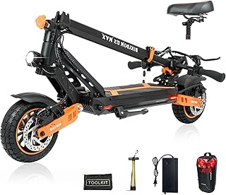 Electric Scooter Adults 1600 W Motor 50 Miles Long Range & 40 MPH Top Speed 10" Off Road Tire Folding E-Scooter 48V 27AH Battery Kick Scooter with Detachable Seat for Commuter Outdoor