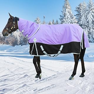 2025 Upgrade 1200D Horse Blanket Winter Water Resistant,220-Gram Polyester Poly Filling 1200D Premium Turnout Horse Blanket,Medium Weight Blanket 72 inches
