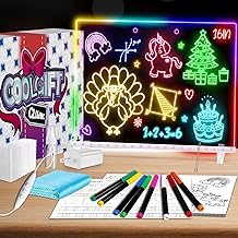 16" Led Drawing Board for Kids with 18 Tracing Pages - 4 Modes & Acrylic Dry Erase Led Note Board with 7 Colors, Light Magic Boards for Art Toys, Birthday & Christmas Gifts for Girls & Boys, 39PCS