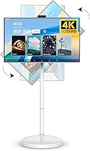 32 Inch 4K Smart Portable TV Monitor, Qualcomm Snapdragon 665 CPU, Built-in 20000mAh Battery, 8+128GB, Android OS, Rolling Touch Screen Monitor on Wheels, Air Remote Mouse, with 5MP Webcam