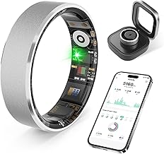 Smart Health Ring, Featuring Heart Rate, Stress and Sleep Monitoring Functions, Compatible with iPhone and Android, Waterproof Fitness Tracker for Women & Men, No Subscription Fee. (BS, 8)