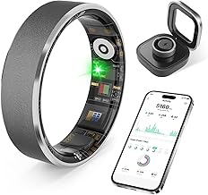 Smart Health Ring, Featuring Heart Rate, Stress and Sleep Monitoring Functions, Compatible with iPhone and Android, Waterproof Fitness Tracker for Women & Men, No Subscription Fee. (Gunmetal Gray, 10)