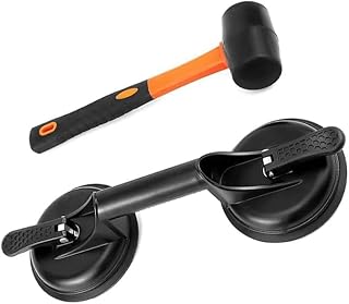 Saker Laminate Floor Gap Repair Tool Kit, Non-Damaging Suction Cup Tool with Rubber Mallet for Floating Wood Floors, Flooring Installation & DIY Home Improvement(BLACK)