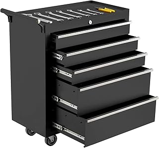 Tool Box, 26-Inch 5-Drawer Rolling Tool Chest with Lockable Wheels, Detachable Top, Sliding Drawers, Mobile Cabinet Organizer for Garage & Workshop