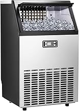 Commercial Ice Maker Machine, 100lbs/24H Stainless Steel Ice Machine with 33lbs Storage Capacity, Auto Self-Cleaning Freestanding Ice Maker, Ice Machine Freestanding for Bar/Cafe/Restaurant