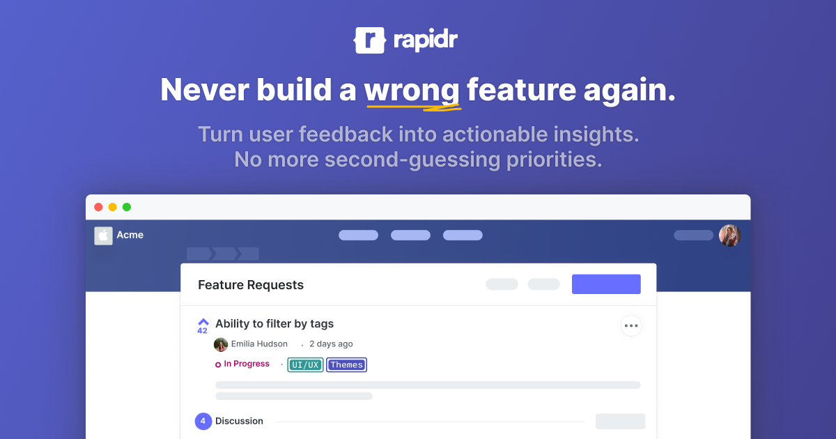 Rapidr Feature Request Tracker