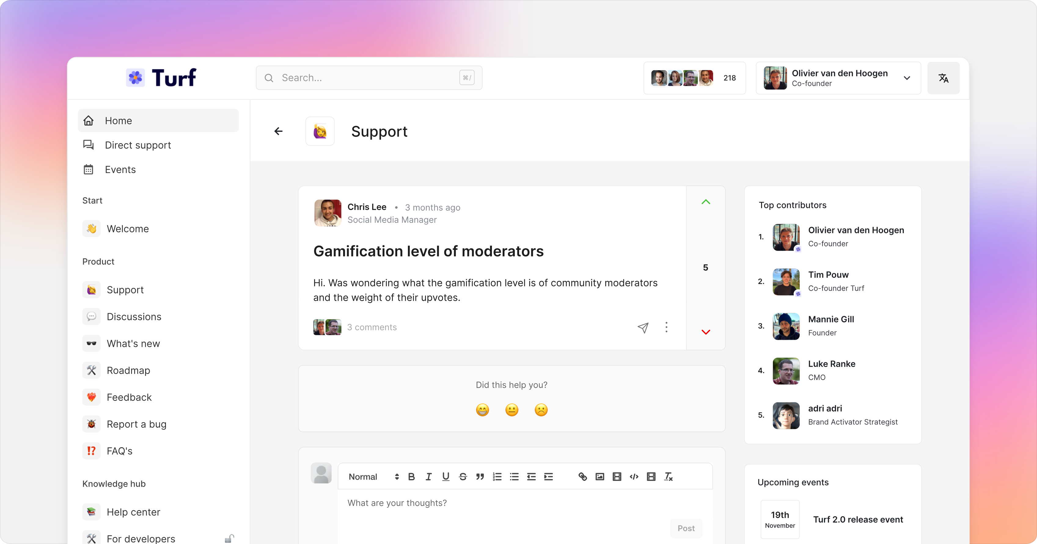 Turf: Community Platform for SaaS