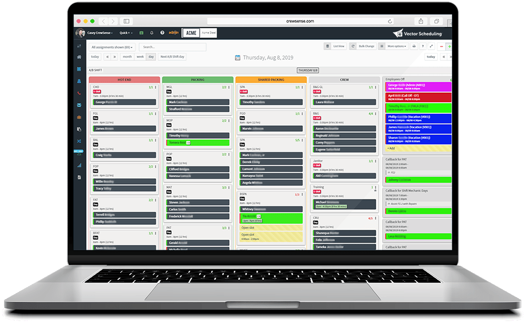 Vector Workforce Scheduling