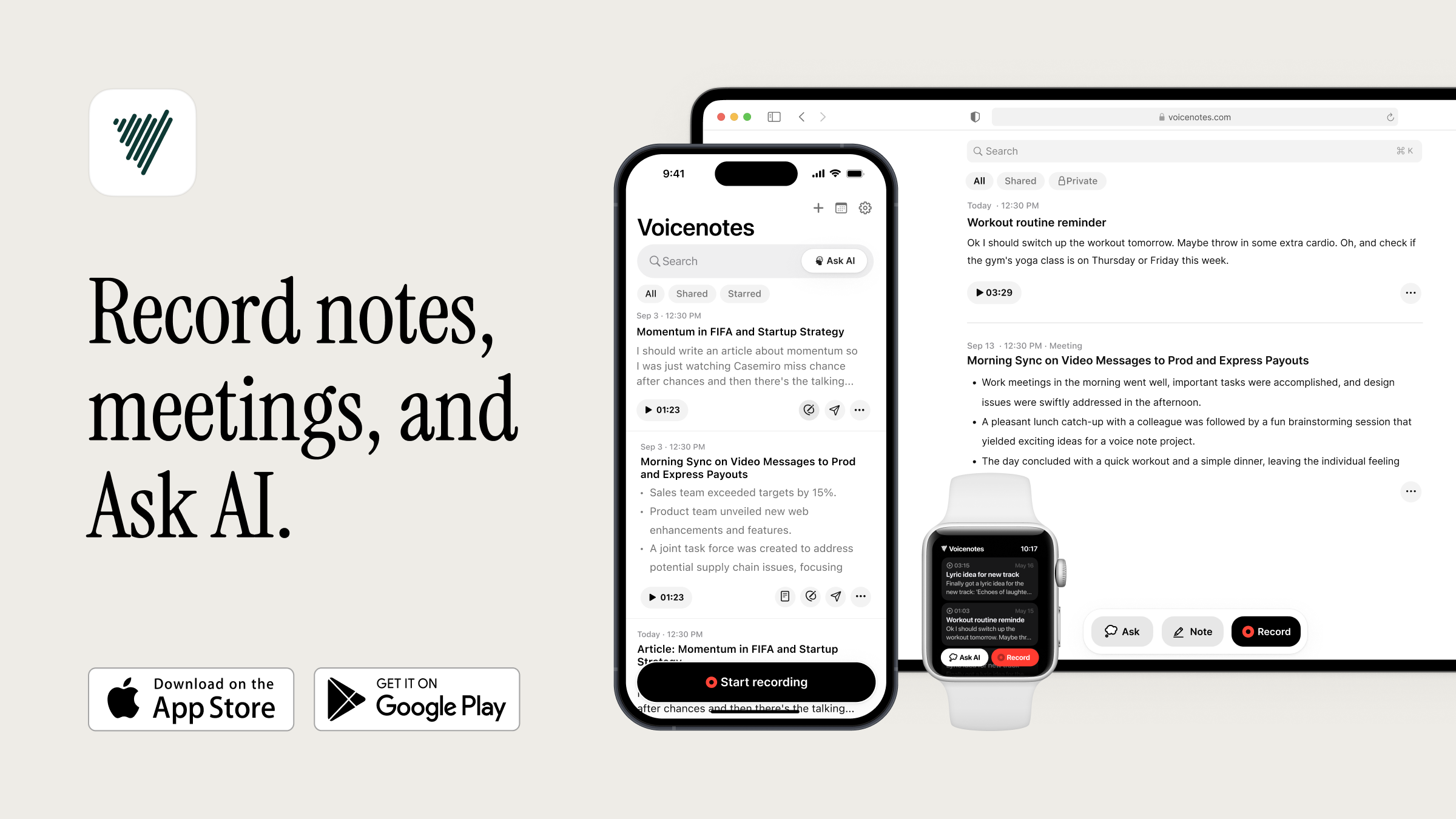 Voicenotes: AI Note-Taker
